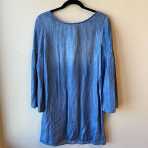 Cloth & Stone Anthropologie chambray denim dress petite small bell sleeves
